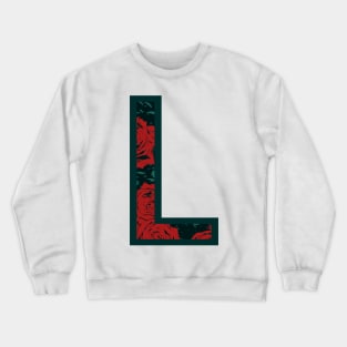 Modern Rose Floral Initial Name Alphabet - Letter L Crewneck Sweatshirt